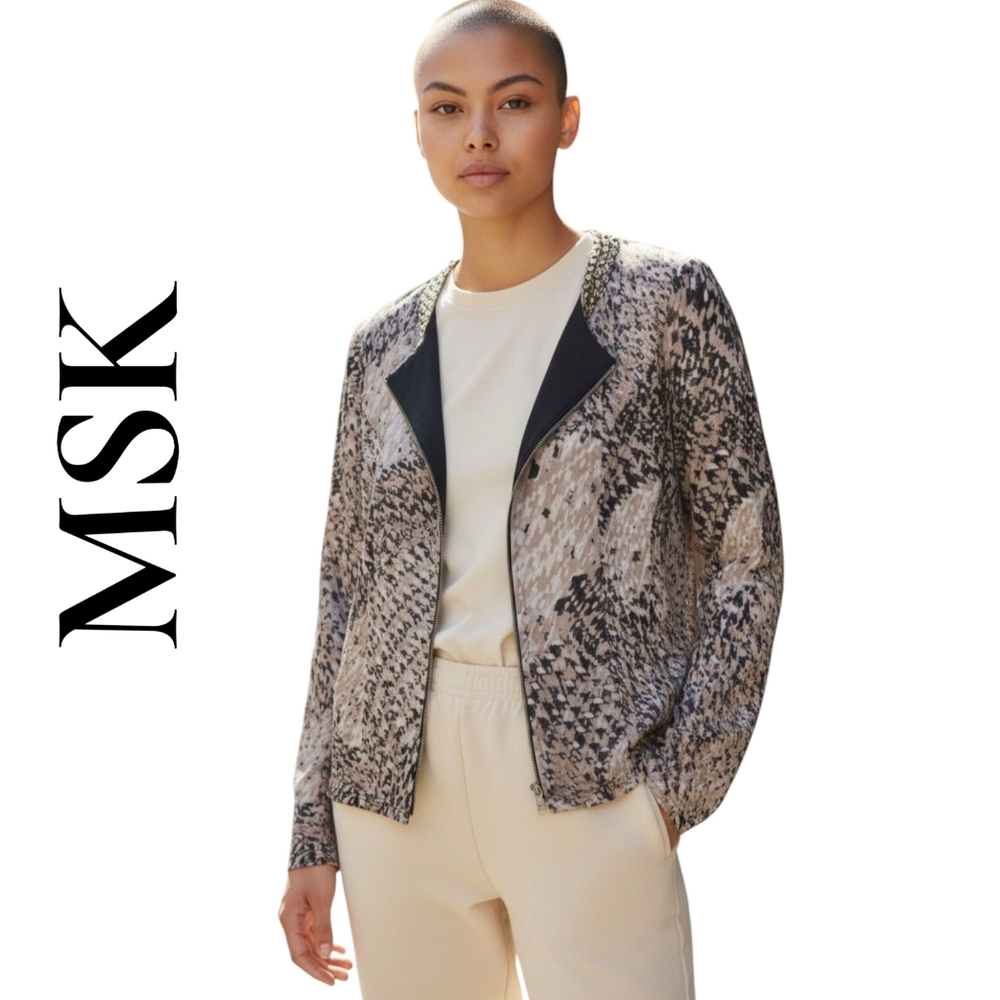MSK | Women's Light Weight Casual Jacket |  Shimmery Black & Tan | Size M